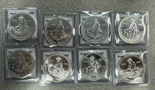 BU 1987 1 oz Silver Round - Engelhard Prospector (Eagle Reverse)