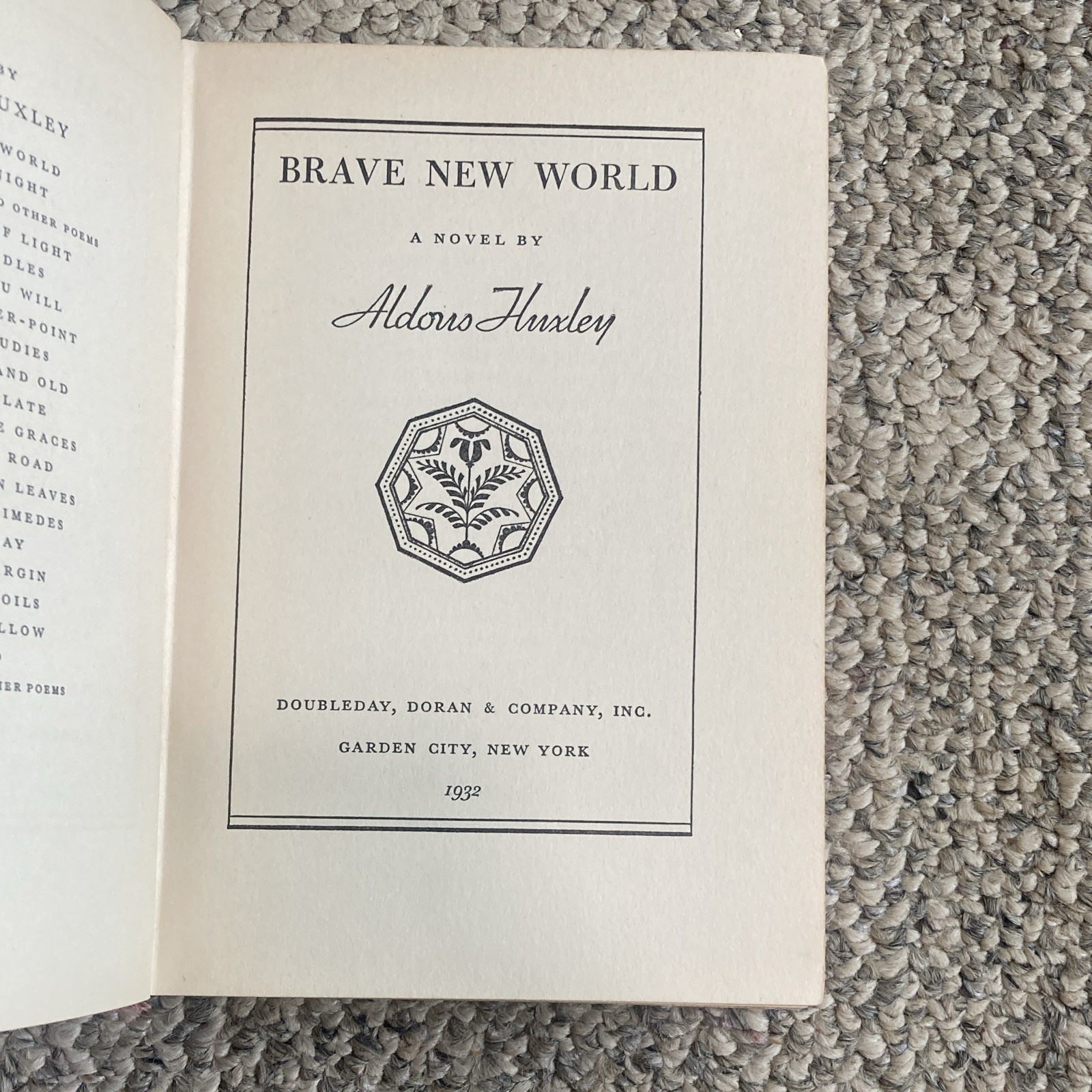 Brave New World by Aldous Huxley, Doubleday Doran, 1932, Hardcover, Illus