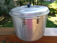 Mid-Century Large and Sturdy Aluminum Stock Pot , Canning, or Steaming Extras