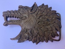 Vintage Dragon Solid Brass Belt Buckle Indiana Metal Craft