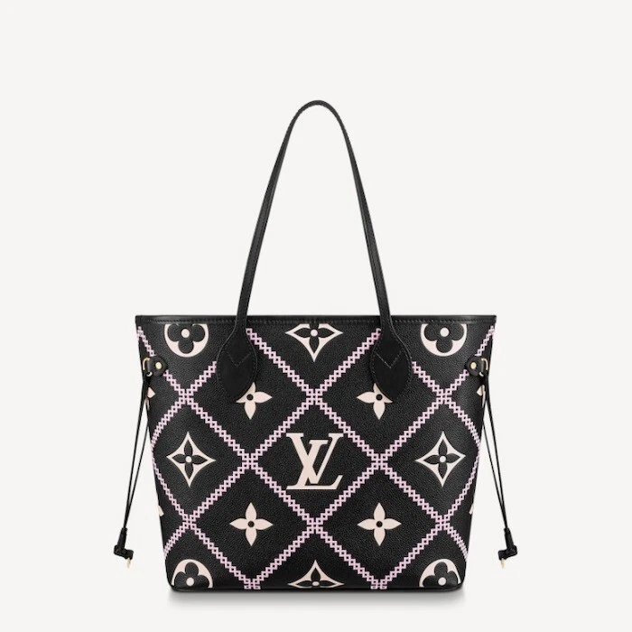 Louis Vuitton Black/White Monogram Empreinte Leather Neverfull MM