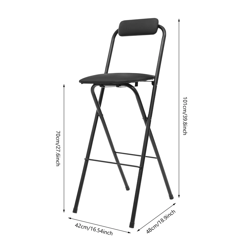 70cm 1 Pcs Folding Bar Stool with Backrest, Tall Foldable Stool Chair Portable - Image 4 of 4
