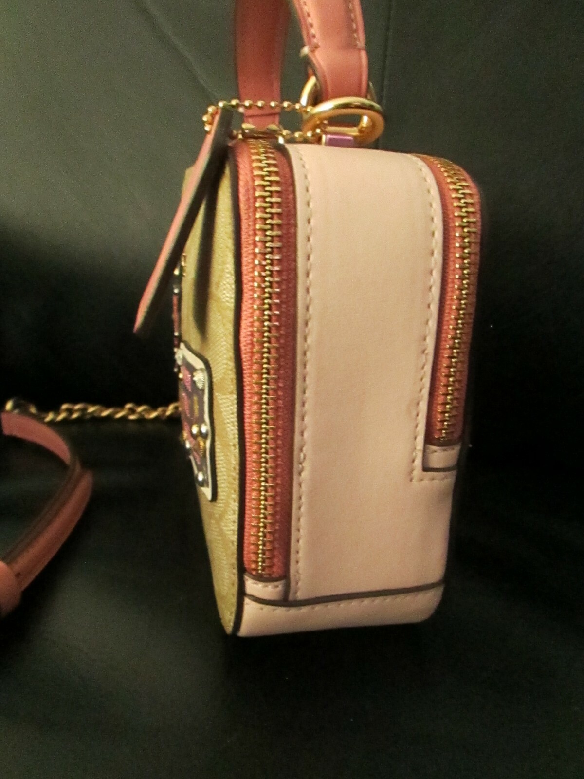 Rare Disney X  Coach Box Crossbody Purse Bag Cinderella Canvas Pink Patches image 10