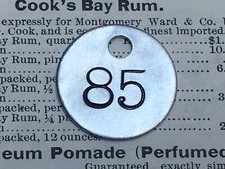 Number 85 Tag Aluminum Metal Numbered Keychain Stamped Token Fob Check