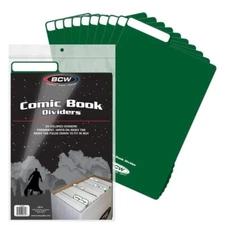 25 BCW Green Comic Book Plastic Dividers With Folding Write On Tab Free Shipping