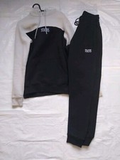 Status JD Sports mens black grey 2 piece Hoodie Joggers Tracksuit set size small