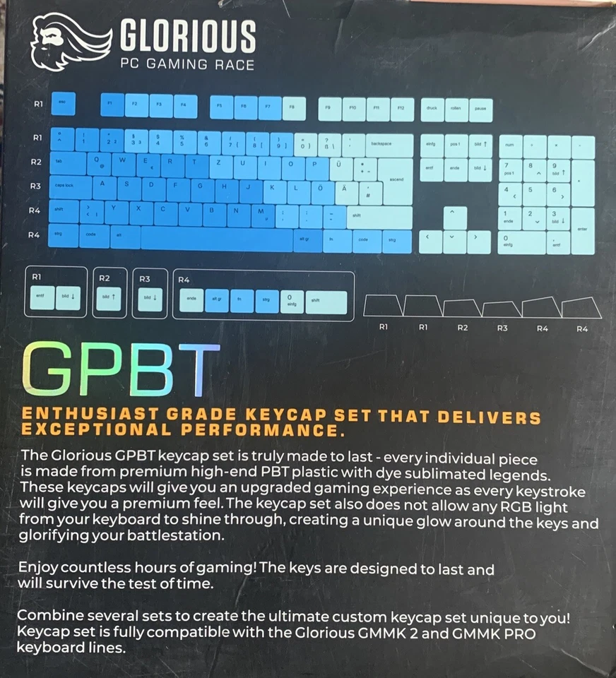 Glorious PC Gaming race GPBT Keycaps Mechanical Keyboard,115 Keys,Fast Delivery - Image 2 of 4