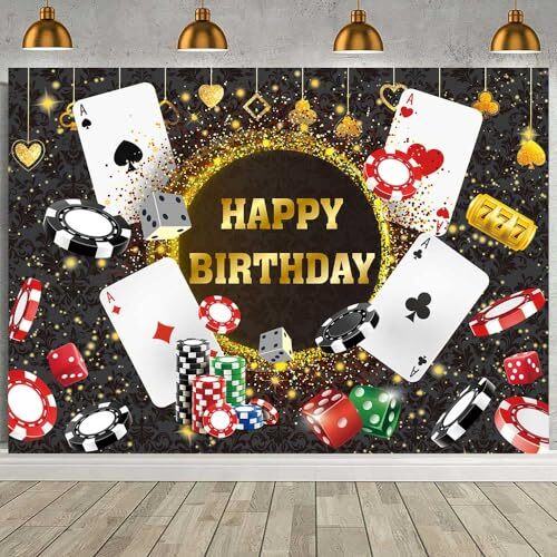 Casino Birthday Backdrop Las Vegas Casino Night Party Background for Casino T...