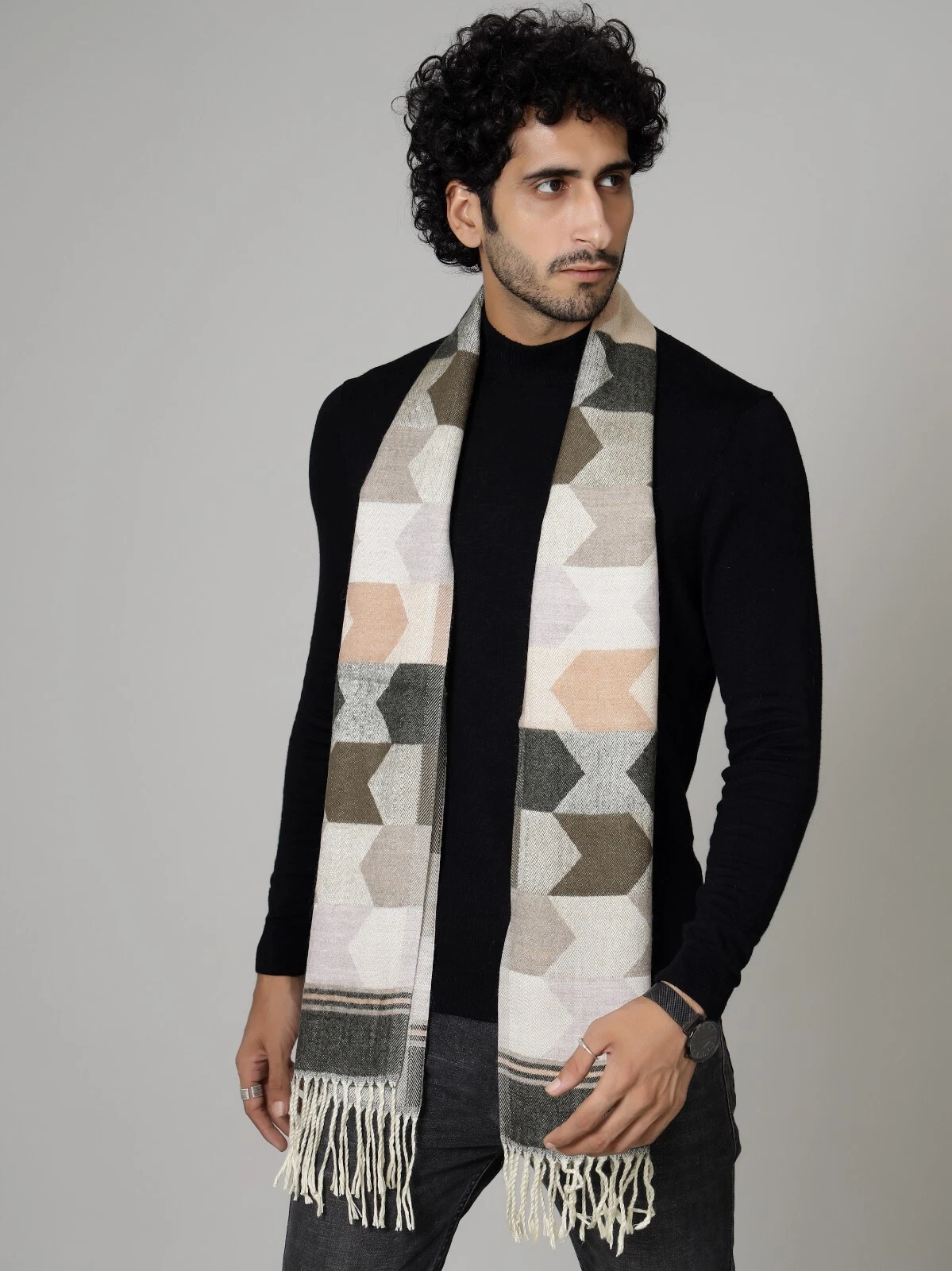 Soft Cashmere Scarf Knit Men Women Wool New Warm Woven Muffler Wrap White Black