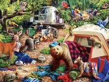 Masterpieces Campside Campsite Trouble 300 Piece Jigsaw Puzzle EZ-grip 24x18