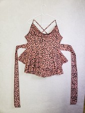 Fashion Nova Women Dress Extra Large Brown Polka Dot Sleeveless Layered Mini