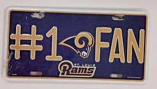 NFL St. Louis Rams 1 Fan Metal License Plate, NEW