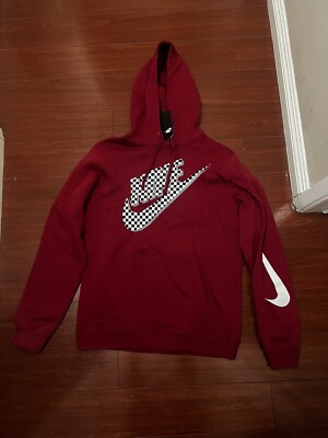 Nike Mens Futura Checkered Slim SMALL Hoodie New Tags  Red Crush  2018