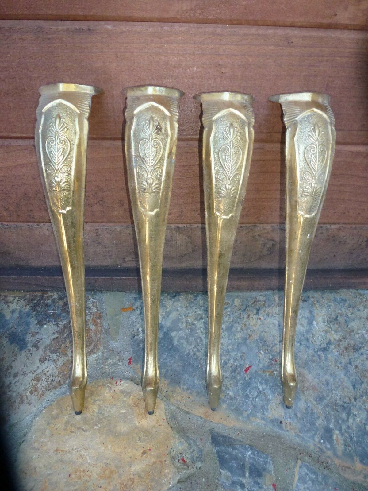  4 Vintage Brass 15" Table Chair Cabinet Legs 