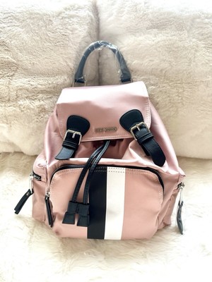 NWT Steve Madden Mini BForce Backpack white and pink black straps NWT Steve Madden B Force Small Mini Backpack Hot Pink with  main image 3