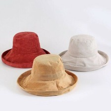 Donna Velluto a Coste Cappello da Pescatore Cespuglio Grande Largo con Falda