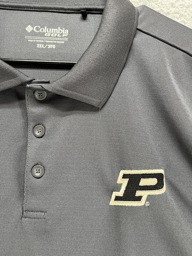 Columbia Purdue Boilermakers Shirt Mens 2XL XXL Gray Short Sleeve Polo Golf I3 - Picture 2 of 8