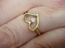 14 KT GOLD BABY GIRL HEART SHAPE RING WITH SMALL DIAMOND 1.5 GRAMS SIZE 6