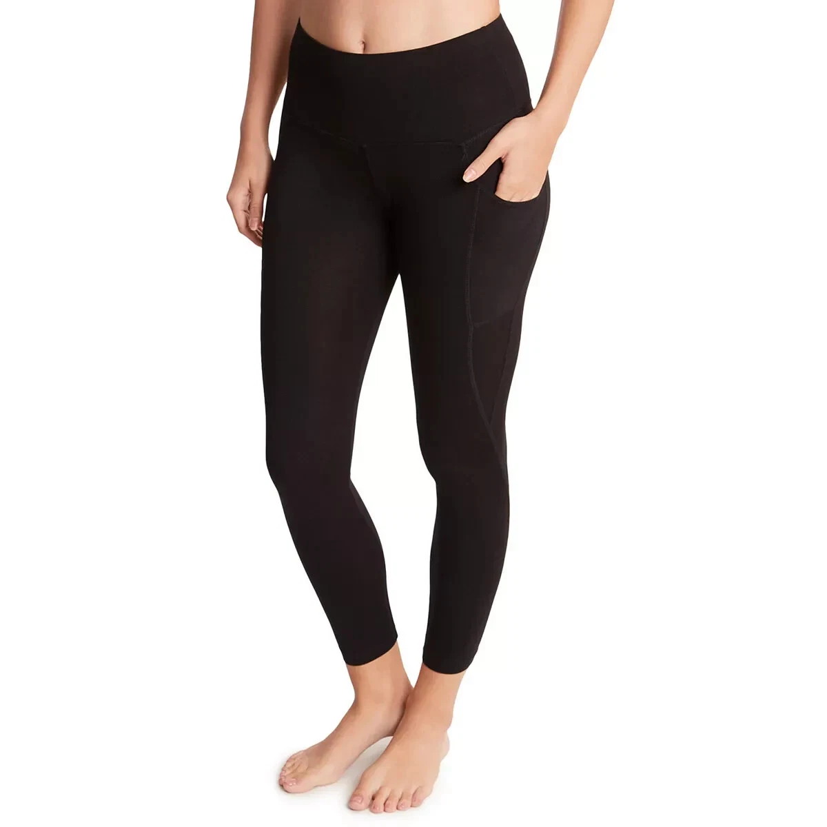 Jockey L129123 Womens Black Sport High-Waisted Ankle Leggings Size