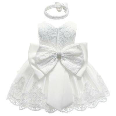Baby Taufkleid große Schleife Stirnband Blumenmädchen Kleinkind Geburtstag Camila