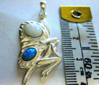 JUGENDSTIL 925 Sterling Silber Opal Weihnachten Fee Fee Anhänger Charm Geschenk