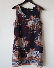 Artisan NY Navy Blue Floral Print Sleeveless Shift Dress Size 8
