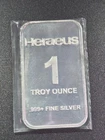 Heraeus 1 Troy Ounce .999+ Fine Silver Bar Bullion Sealed Uncirculated