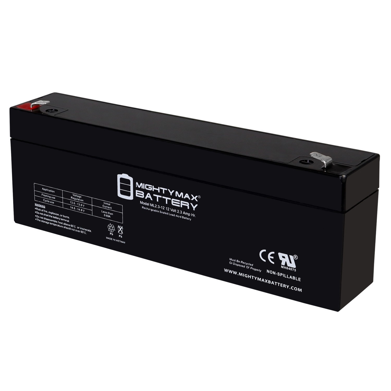 Mighty Max 12V 2.3AH F1 Replacement Battery Compatible With Panasonic PV-BP80/88