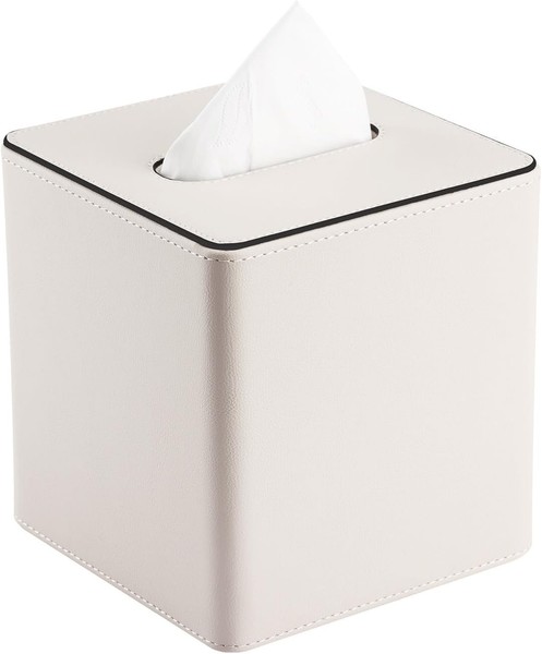 Taschentuchbox KosmetiktüCherbox Aus Pu Leder Dekorativ Weiß Quadratisch FüR-image