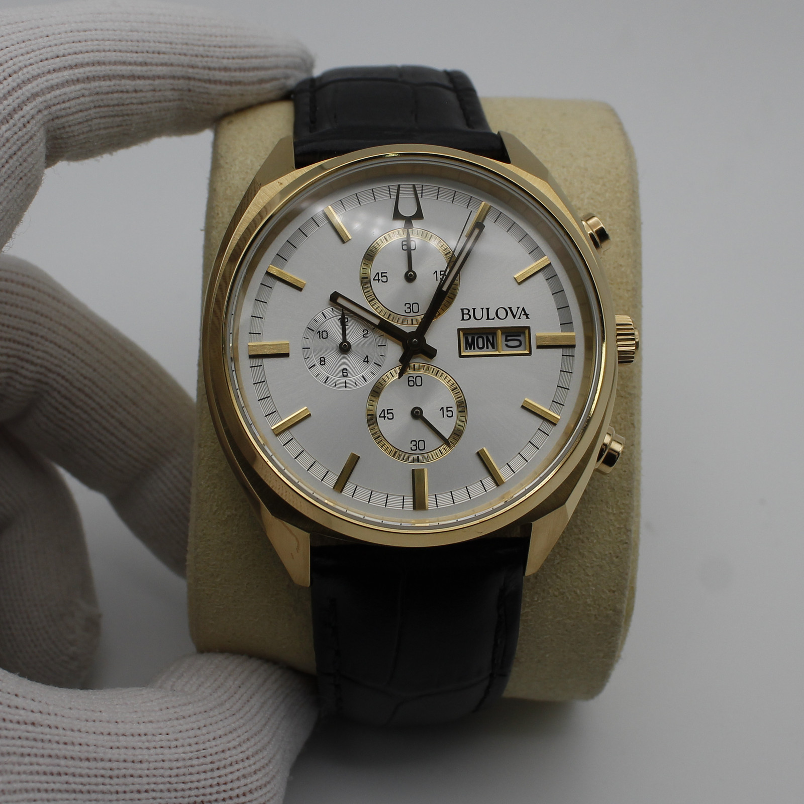 Bulova Surveyor 42mm Steel Chronograph Silver Dial Quartz Mens