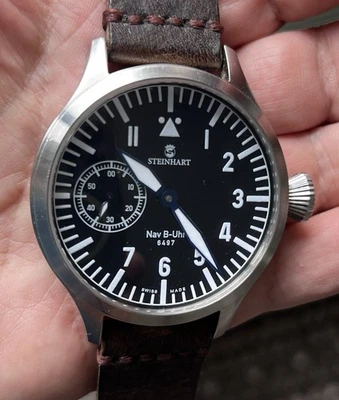 Frühe Steinhart Nav.B-Uhr 47 Fliegeruhr von 2008 Sichtboden 6497  HA Werk - Bild 1 von 4