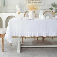 Retro Ruffle Tablecloth Cotton Washable Table Cover Tablecloths for Rectangle Ta