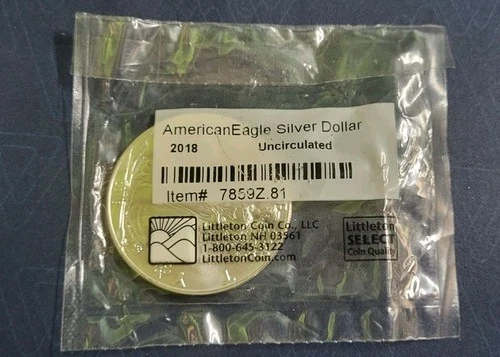 AMERICAN EAGLE SILVER DOLLAR 2018 ~ New condition sealed ~Littleton Uncirculated