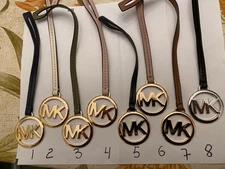 Michael Kors Purse Hang Tags Gold or Silver Tone Differ Color Leather Straps NEW
