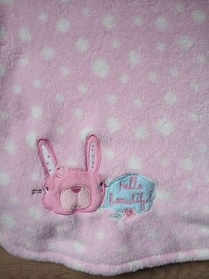 Primark Early Days Hello Beautiful Bunny rosa weiß Fleecedecke