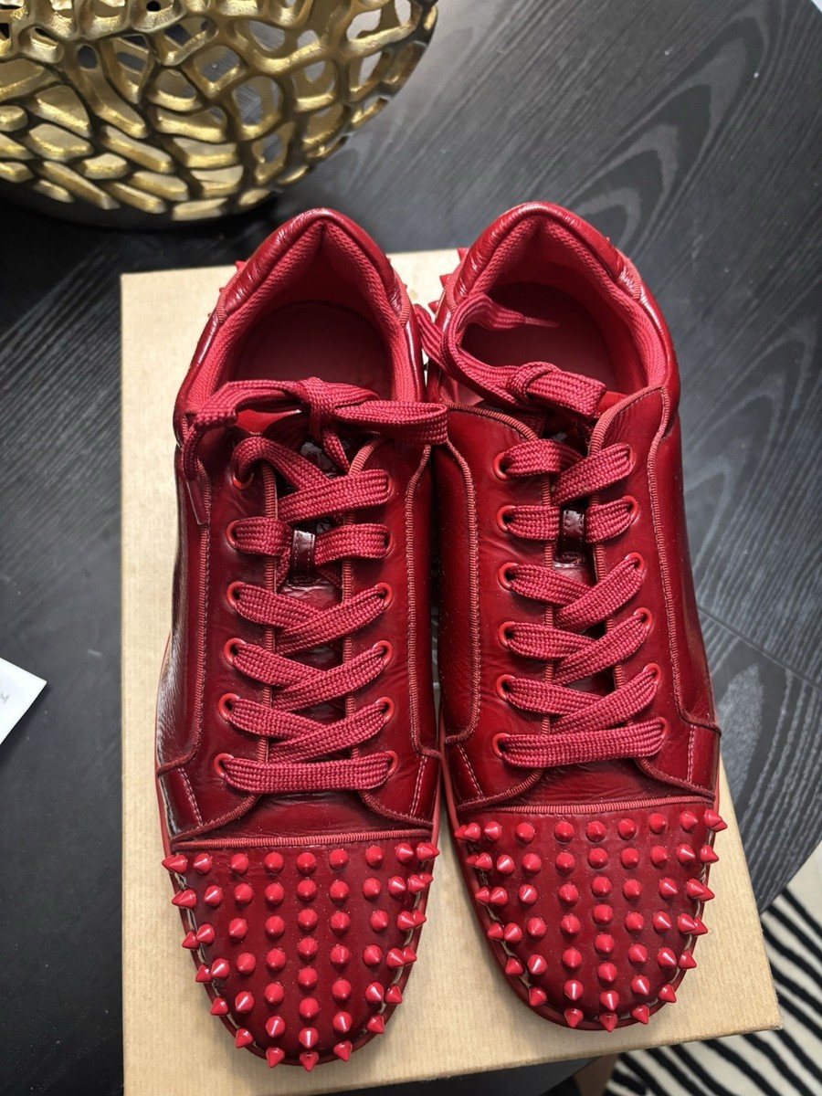 Christian Louboutin SEAVASTE 2 ORLATO FLAT Red Spiked Sneakers EU