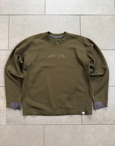 Salomon, Vintage Y2K Salomon Motomesh Waffle Thermal Olive Green Long Sleeve Shirt Large