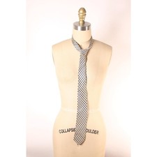 1960s Blue and White Floral Print Necktie Tie by Famous Barr