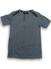 Broken Threads Men’s Medium T-Shirt Blue Black Colorblock Y2K Style Grunge Tee