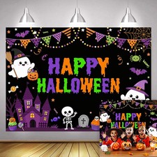 Happy Halloween Backdrop 7x5ft Ghost Pumpkin Haunted House Banner
