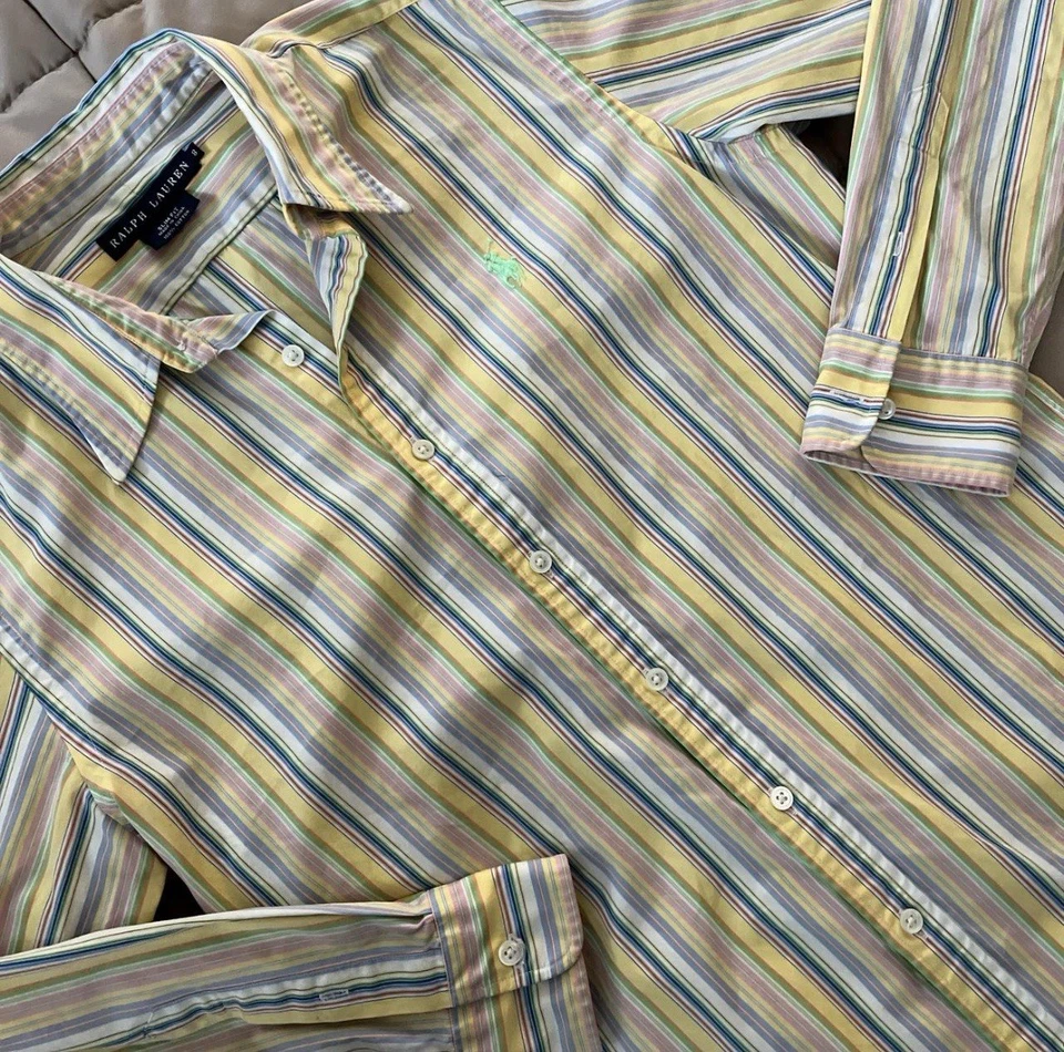 De colección Ralph Lauren Etiqueta Azul Mujer Calce Ajustado Algodón Abotonado Talla 8 Mediana Foto 4 de 4