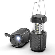 Camping Lantern 5000mAh Solar Hand Crank Telescopic LED Flashlight USB Charger f