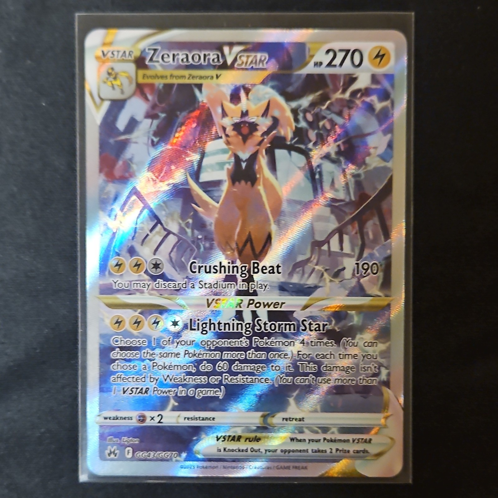 Pokemon Zeraora VSTAR GG43/GG70 Crown Zenith Galarian Gallery Ultra Rare