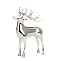 Rentier Deko Versilbert 32Cm Hoch Stehend Dekofigur Winter Weihnachtsdeko Hirsch