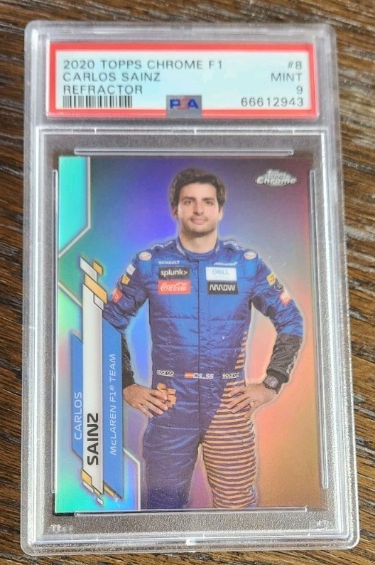 2020 TOPPS CHROME FORMULA 1  CARLOS SAINZ PORTRAIT REFRACTOR #8 ROOKIE PSA 9