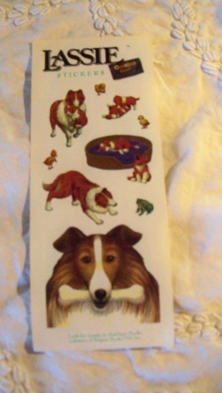 VINTAGE LASSIE STICKERS PICTURE PUZZLE COPYRIGHT 1994 COLLIE DOG OSHKOSH B'GOSH