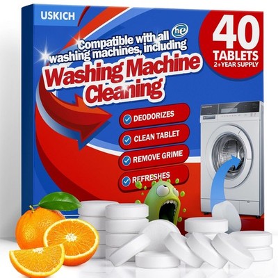 Washing Machine Cleaner Tablets Descaler 40 Pack Deep Cleaning HE Front Load