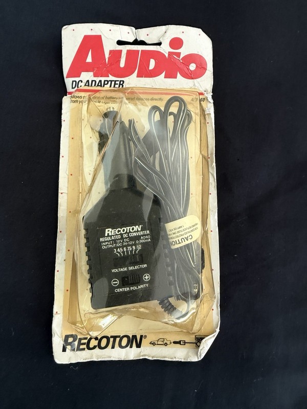 Vintage Recoton Audio DC Converter Adapter NEW OLD STOCK 12v 3v-12v 0-300mA
