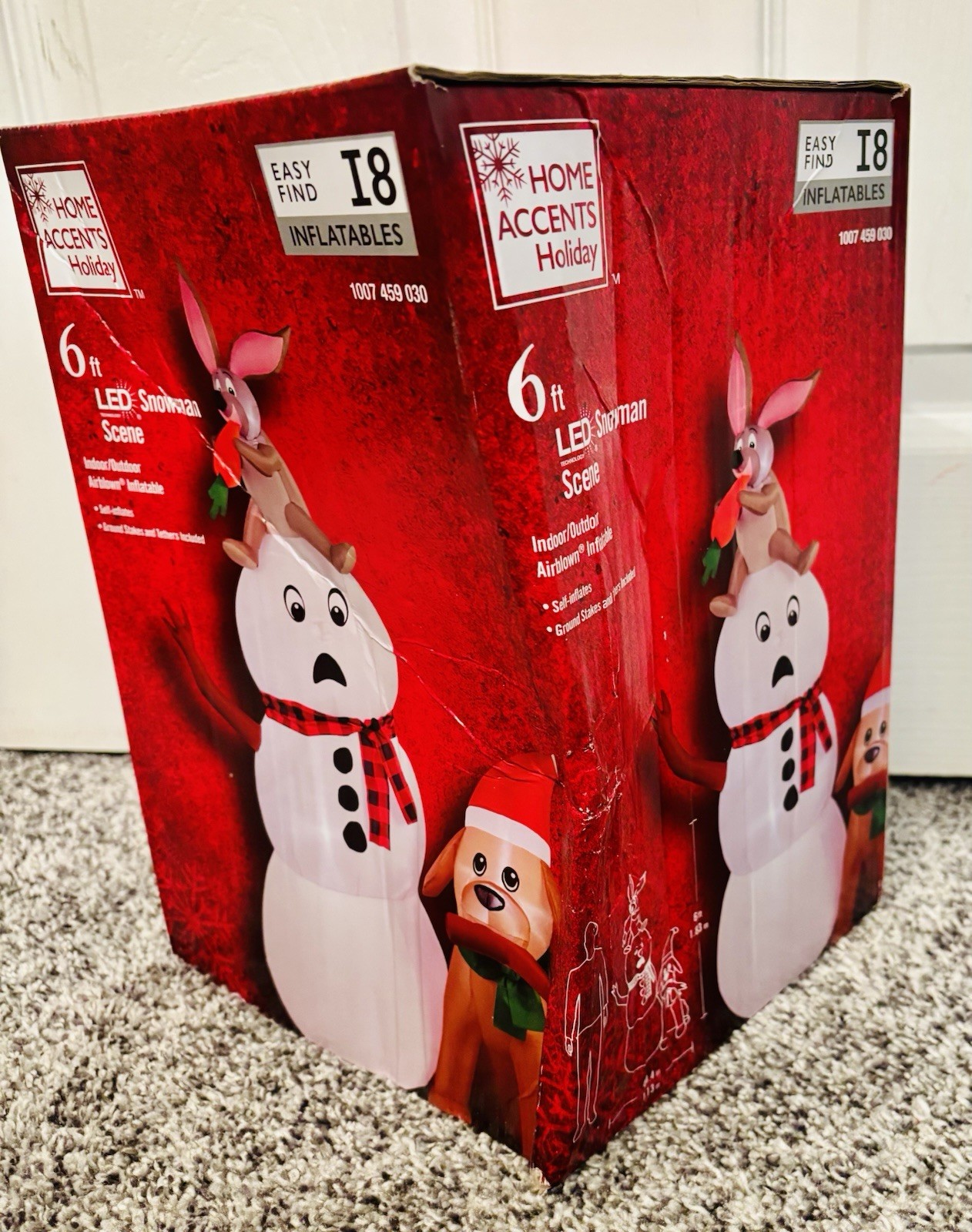 Home Accents Holiday Christmas Snowman Funny Bunny Dog Scene Airblown Inflatable