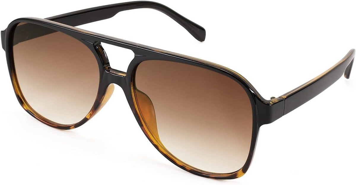 Oversized Aviator Sunglasses Retro 70s Square Frame UV400 Protection EyeconicFinds Retro Aviator Sunglasses for Women Men Vintage  main image 2